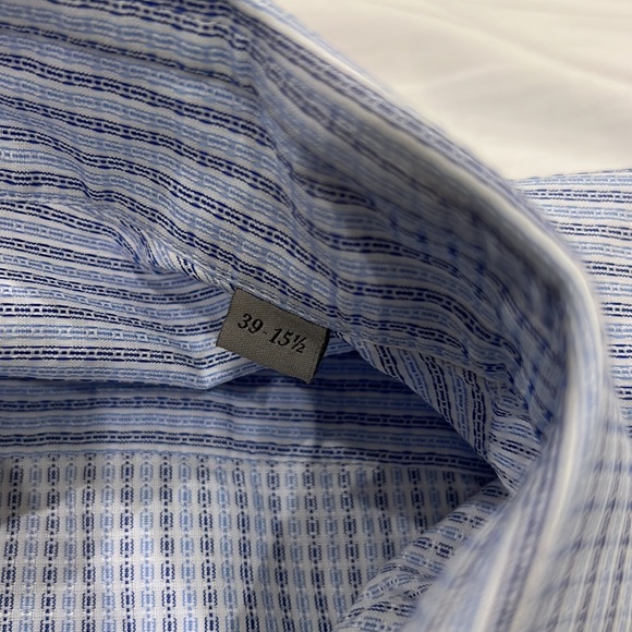 Canali Mens Blue Striped Dress Shirt - Picture 5 of 5